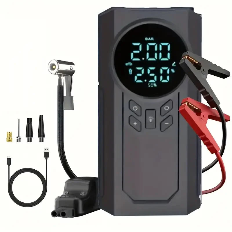 4’ü 1 Arada Lastik Şişirici – Akü Takviyesi – Powerbank – Led Işık (5643)