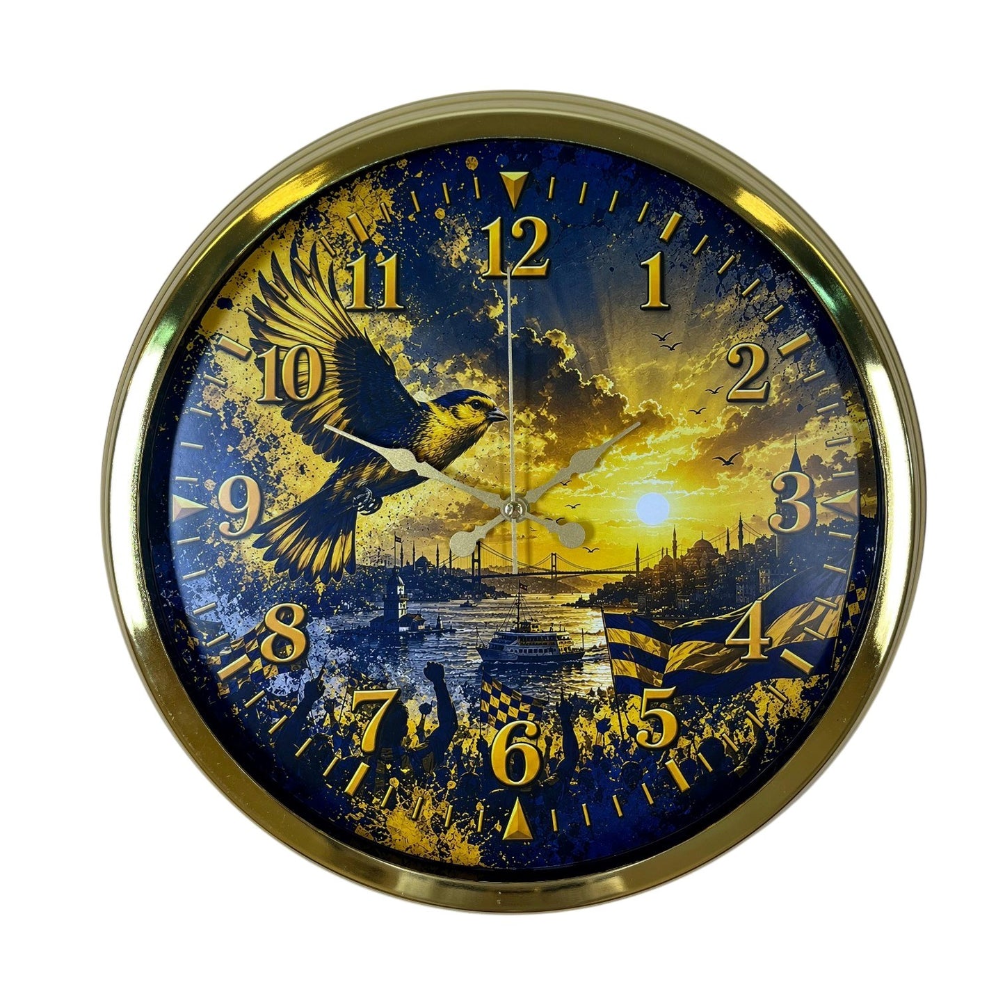 Gold Efsane Kanatlar Taraftar Temalı 40 x 40 Cm Metal Duvar Saati