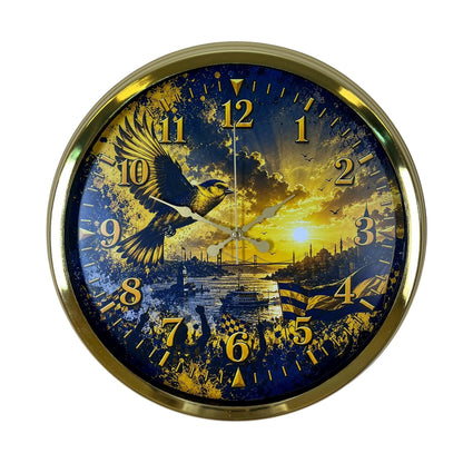 Gold Efsane Kanatlar Taraftar Temalı 40 x 40 Cm Metal Duvar Saati