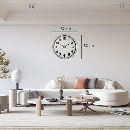 Beyaz Klasik Şık 52 Cm Metal Duvar Saati
