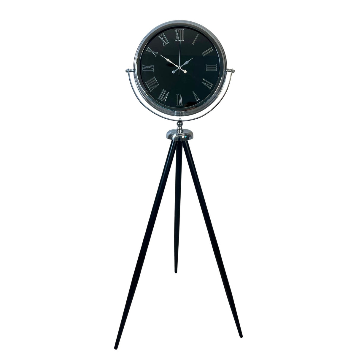 Krom Siyah İnci Aynalı Tripod 150 x 45 Cm Ayaklı Saat