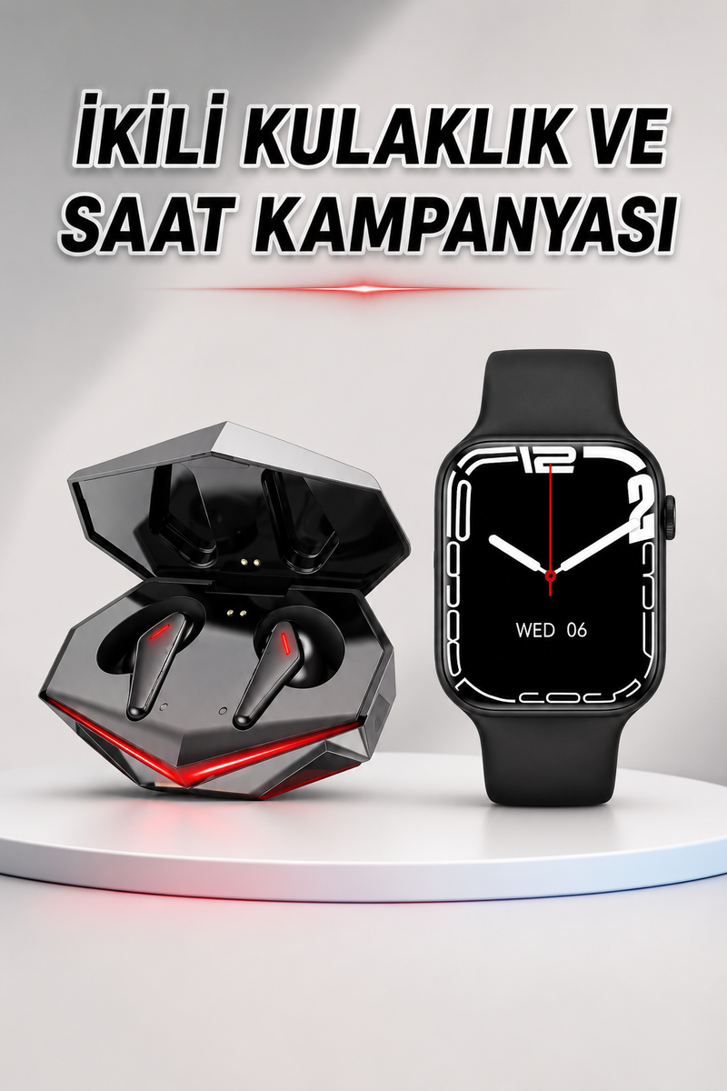 İkili Set Dev Kampanya Ucuz Kulaklık Ucuz Akıllı Saat Gürültü Önleyici Uzun Pil Ömrü