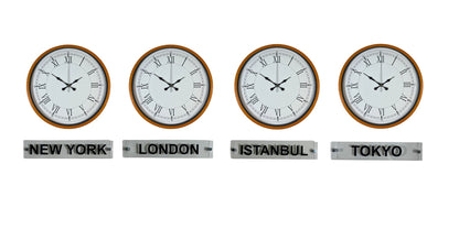 Energy Turuncu 36 Cm 4 lü Tabelalı Dünya Saatleri