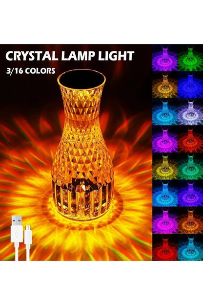 Kristal Masa Lambası Rgb Renk Değiştiren Gece Lambası 16 Renk Ve 4 Mod Dokunmatik Kontrol