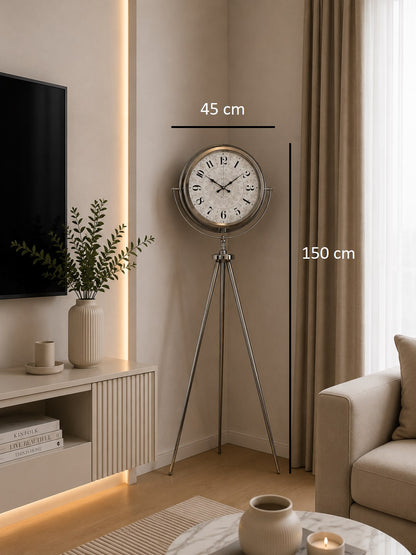 Krom Saltanat 150 x 45 Cm Metal Tripod Ayaklı Saat