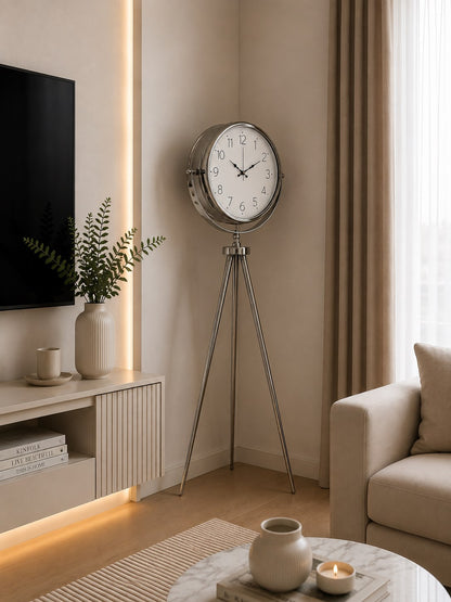 Krom Klasik Tripod 150 x 45 Cm Metal Ayaklı Saat