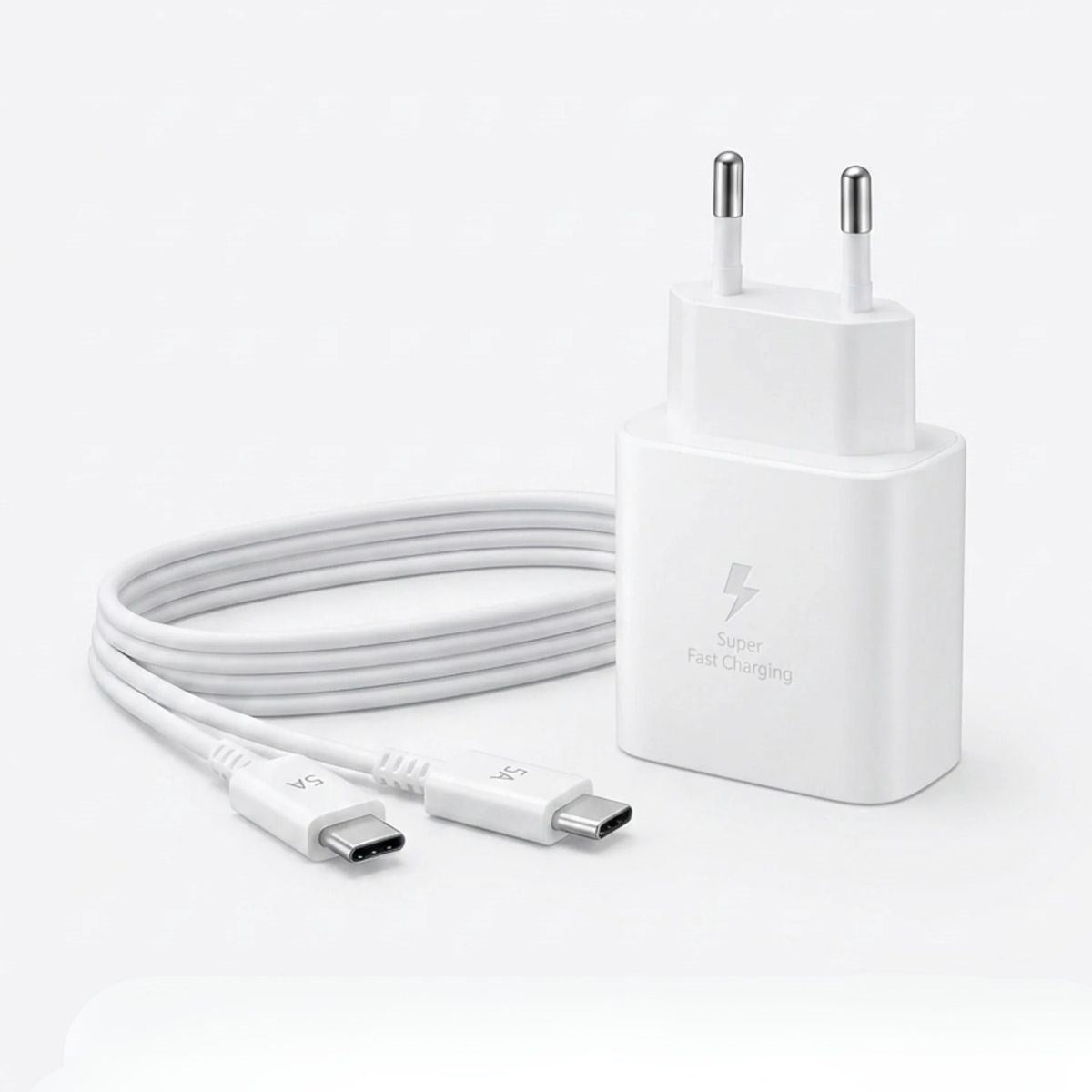 45W Süper Hızlı Şarj Adaptörü USB-C PD 3.0 PPS Fast Charger + 5A Type-C to Type-C Kablo (5643)