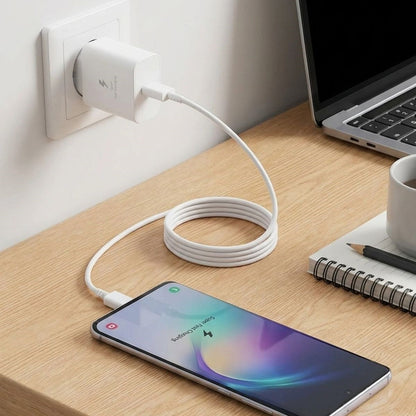 45W Süper Hızlı Şarj Adaptörü USB-C PD 3.0 PPS Fast Charger + 5A Type-C to Type-C Kablo (5643)