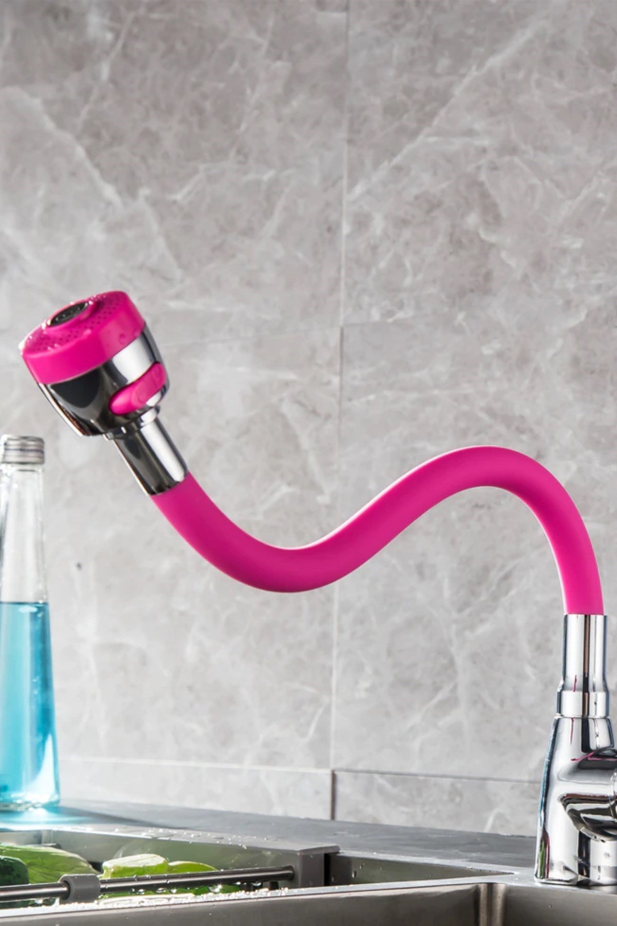 BUFFER® Oynar Başlıklı Tasarruflu Kubar Musluk Borusu ve Başlığı Pembe
