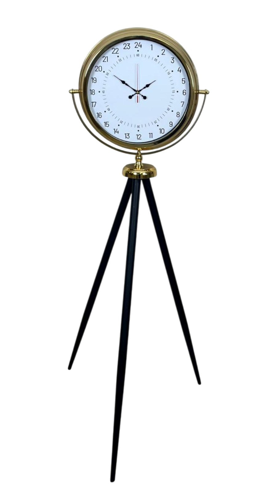 Gold 24 Saat Göstergeli Özel Tasarım Tripod Ayaklı Saat