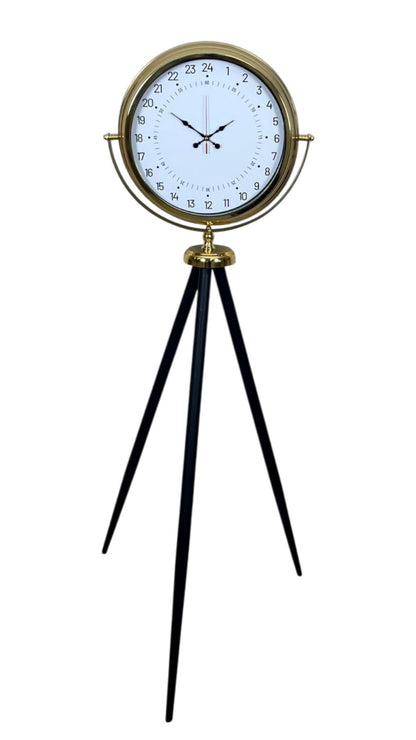 Gold 24 Saat Göstergeli Özel Tasarım Tripod Ayaklı Saat