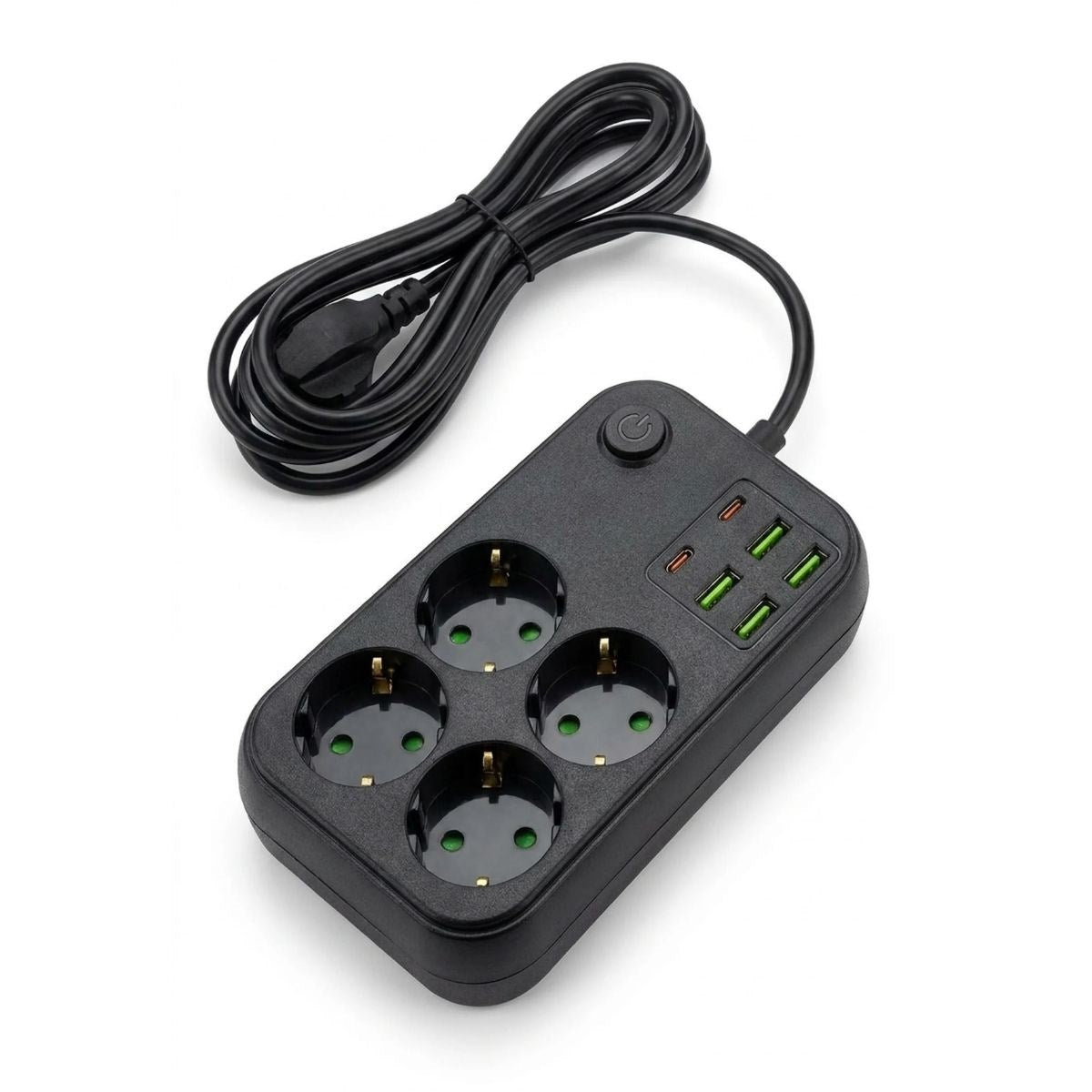 BUFFER® Çoklu Priz Uzatma Kablosu 4 Soket + 4 USB + 2 Type-C – Termal Akım Korumalı, Isıya Dayanıklı, Çocuk Korumalı Güvenli Priz 100-250V