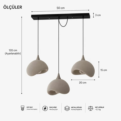 Beton Görünümlü 3d Pla Plastik İskandinav Tarz Sarkıt Avize – Salon Ve Cafe İçin 61-70 Cm Beyaz
