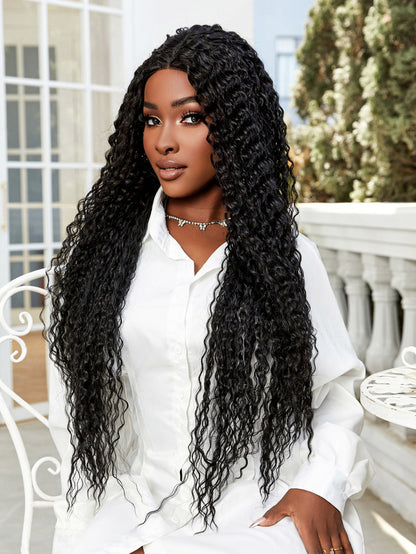 Afro Dalga Fiber Sentetik Tül Peruk - Siyah