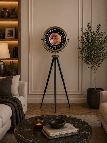 Eskitme 24 Saat Göstergeli Özel Tasarım Tripod Ayaklı Saat
