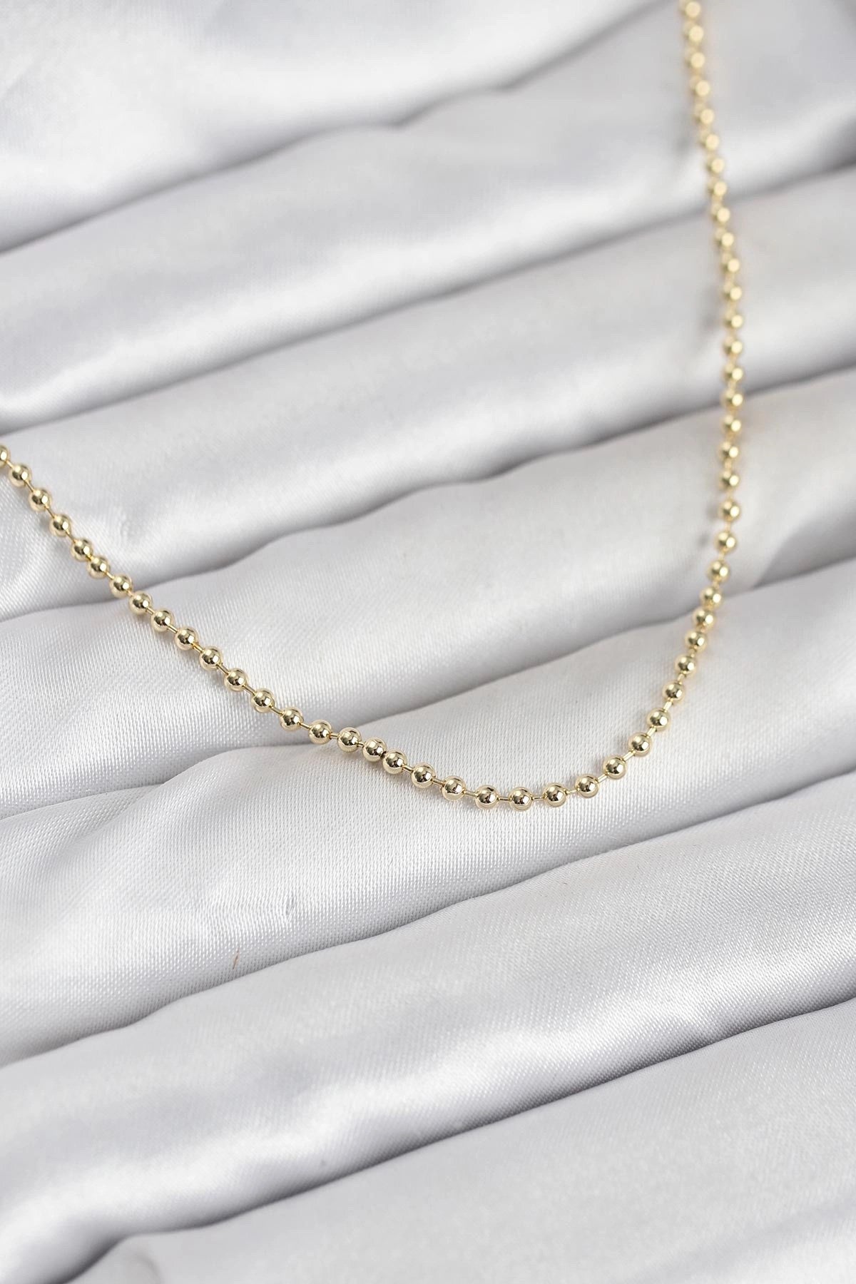 CM 14K Gold Renk Top Zincirli Model 60 cm Kadın Kolye