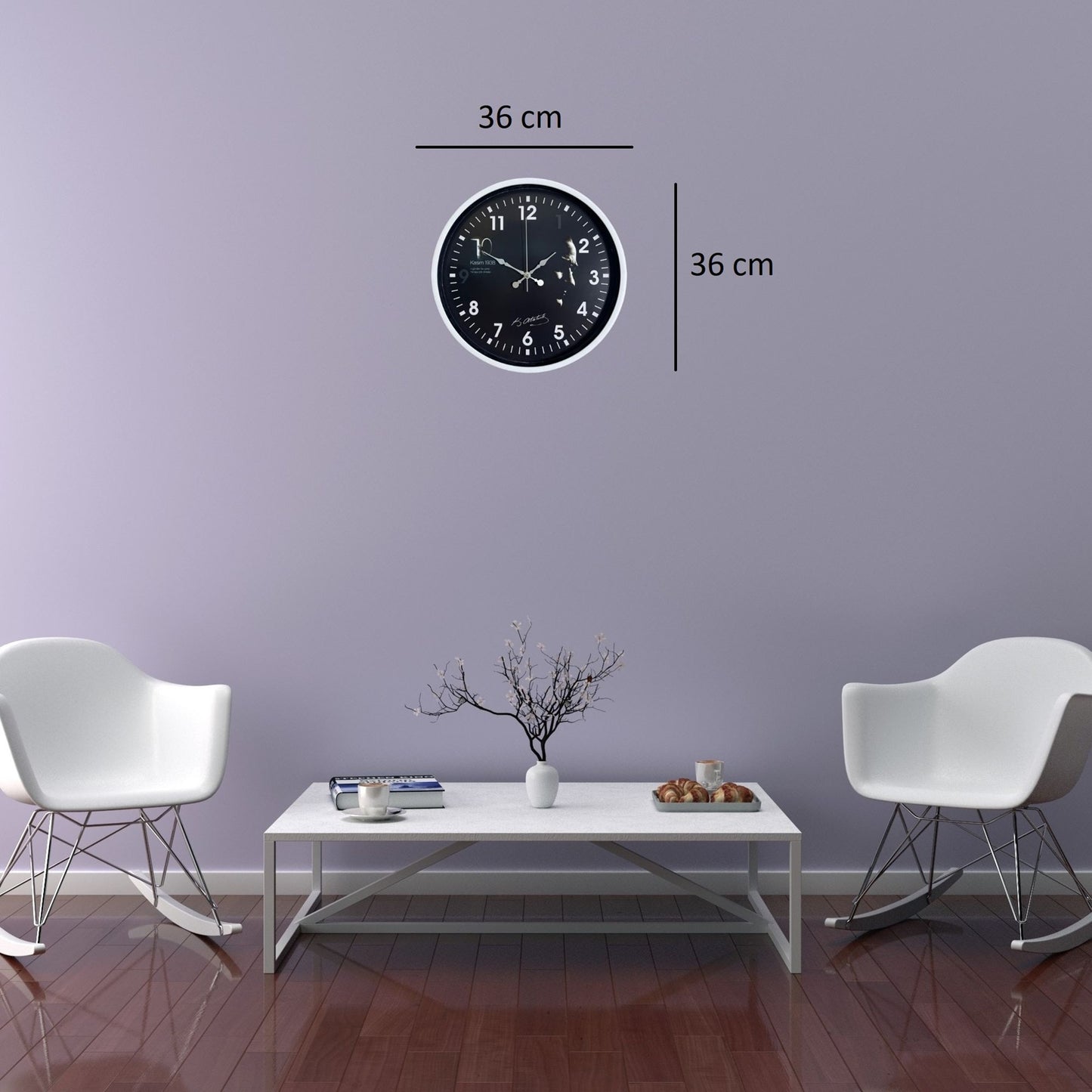 Beyaz 36 Cm Atatürk Modern Tasarım Duvar Saati