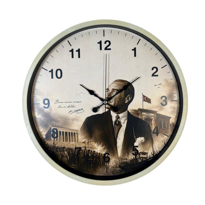 Atatürk Nostalji Krem 36 x 36 Cm Duvar Saati