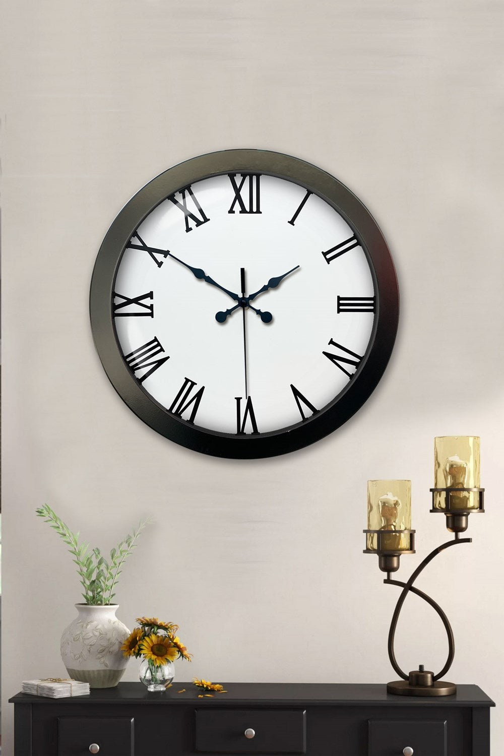 36 cm Siyah Metal Roma Rakamlı Duvar Saati