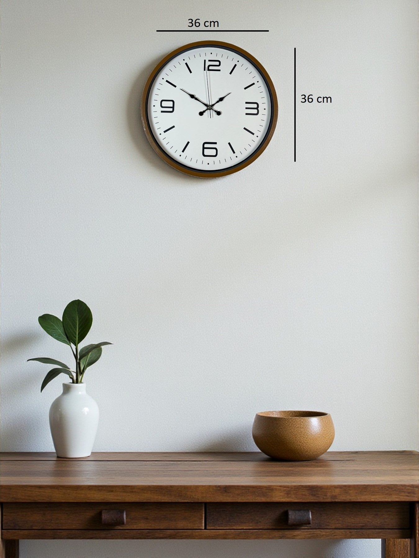36 Cm Kahverengi Modern Dekoratif Duvar Saati