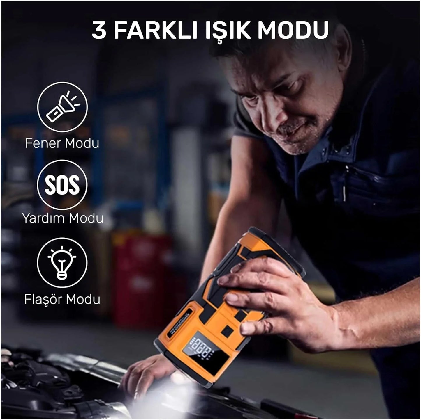 4in1 10.000mAh Akü Takviyeli, Powerbanklı Reflektörlü (5643)