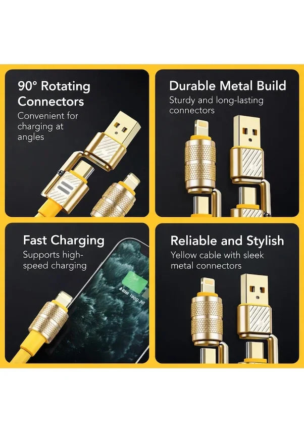 4in1 Hızlı Şarj Ve Data Kablosu Type-c / Lightning / Micro Usb PL-8631 (5643)