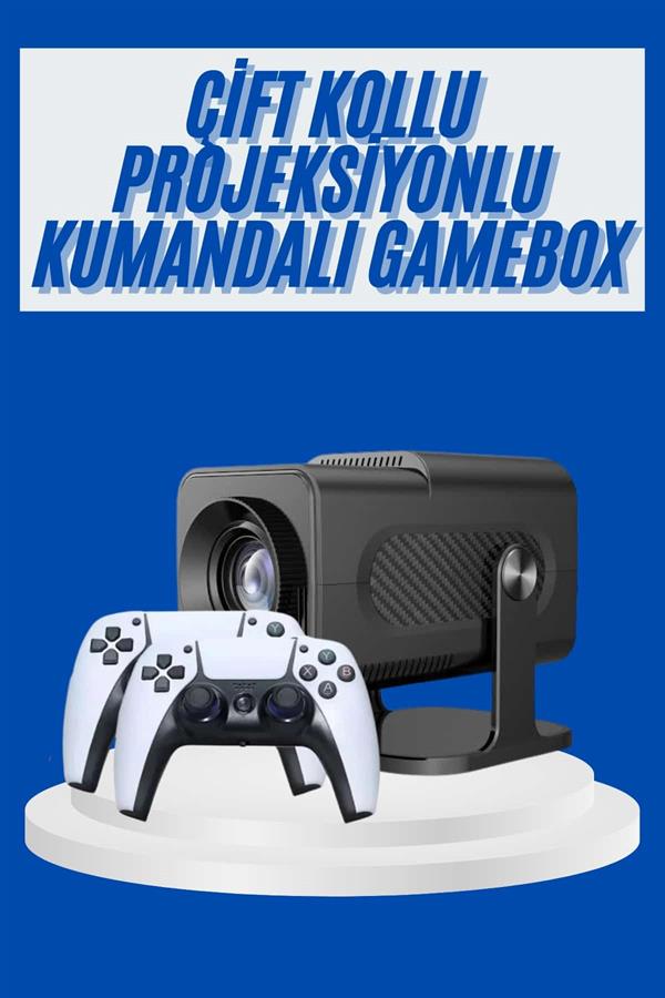 4K Android Smart Wi-fi Çift Kollu Projeksiyon Game Box Kumandalı Taşınabilir Yeni Nesil