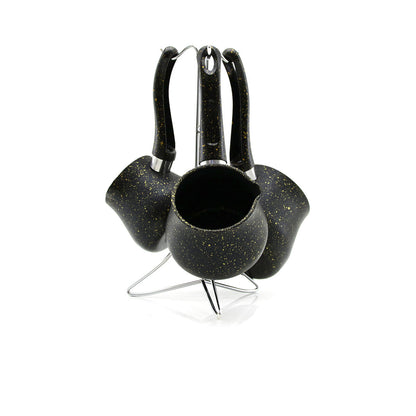4PCS 230-280-380ML GRANİT - ÇELİK CEZVE RENKLİ METAL STANDLI (5643)
