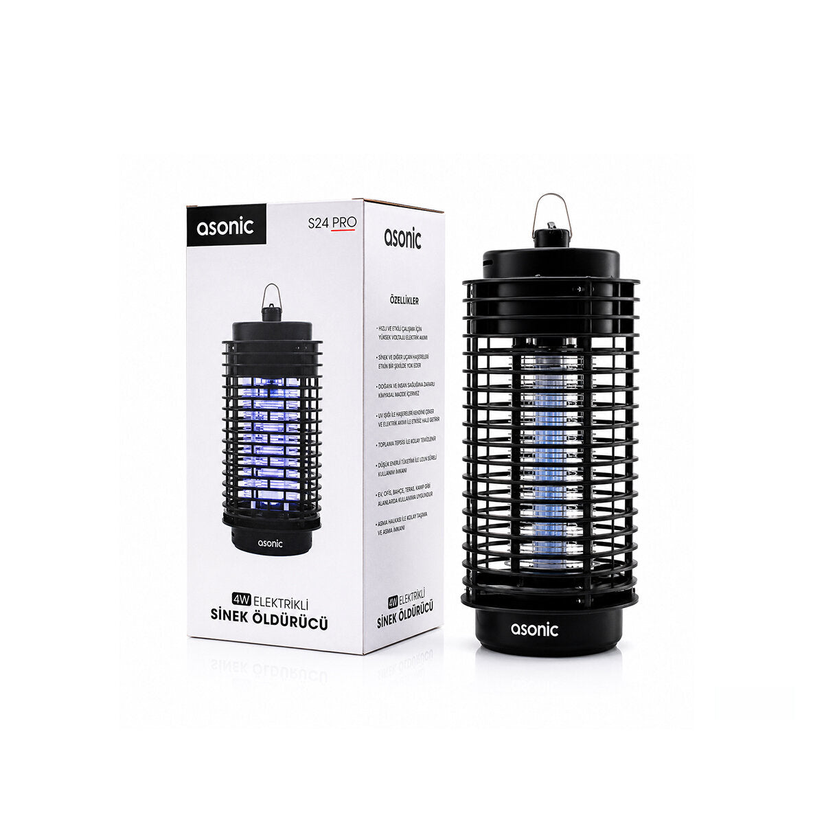 4W - SİYAH KOKUSUZ TAŞINABİLİR LED MAVİ IŞIKLI SİNEK ÖLDÜRÜCÜ S24 PRO (5643)