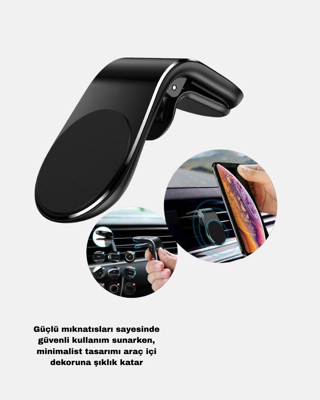 Manyetik Araç Telefon Tutucu ve Hızlı Şarj Adaptörü 2’li Set