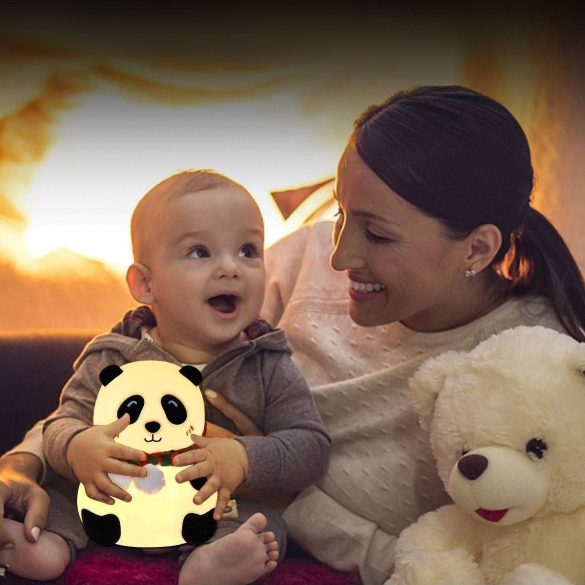5 Farklı Renk Modlu Panda Figürlü Pofuduk LED Gece Lambası–Yumuşak Dokulu Çocuk Odası ve Dekoratif Şarjlı Ortam Işığı (5643)