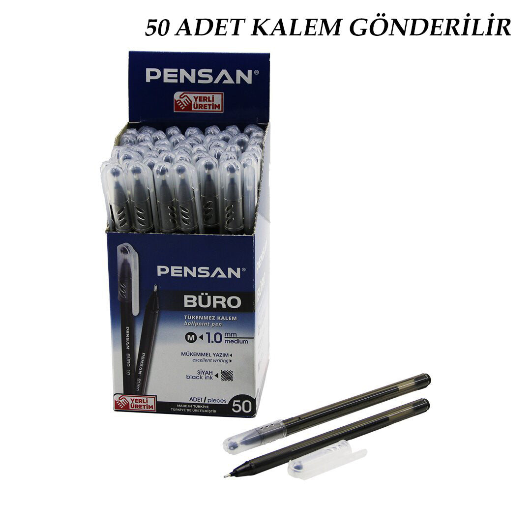 50 ADET PENSAN BÜRO SİYAH TÜKENMEZ KALEM M-MEDİUM - 1.0MM UÇ (5643)