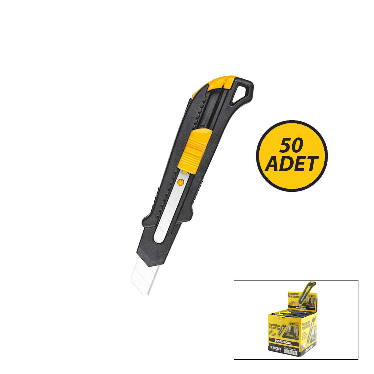 50 ADET SİYAH PLASTİK GÖVDE FALÇATA MAKET BIÇAK (5643)