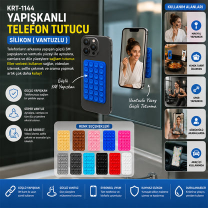 50 ADET YAPIŞKANLI TELEFON TUTUCU RENKLİ SİLİKON VANTUZLU (5643)