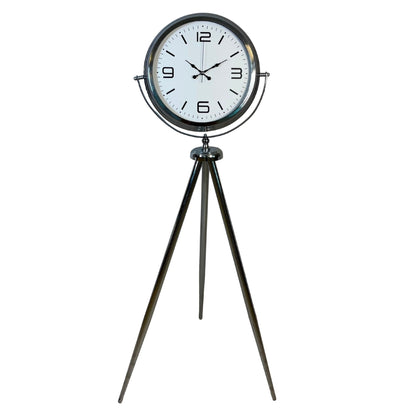 Krom Modern 150 x 45 Cm Metal Tripod Ayaklı Saat