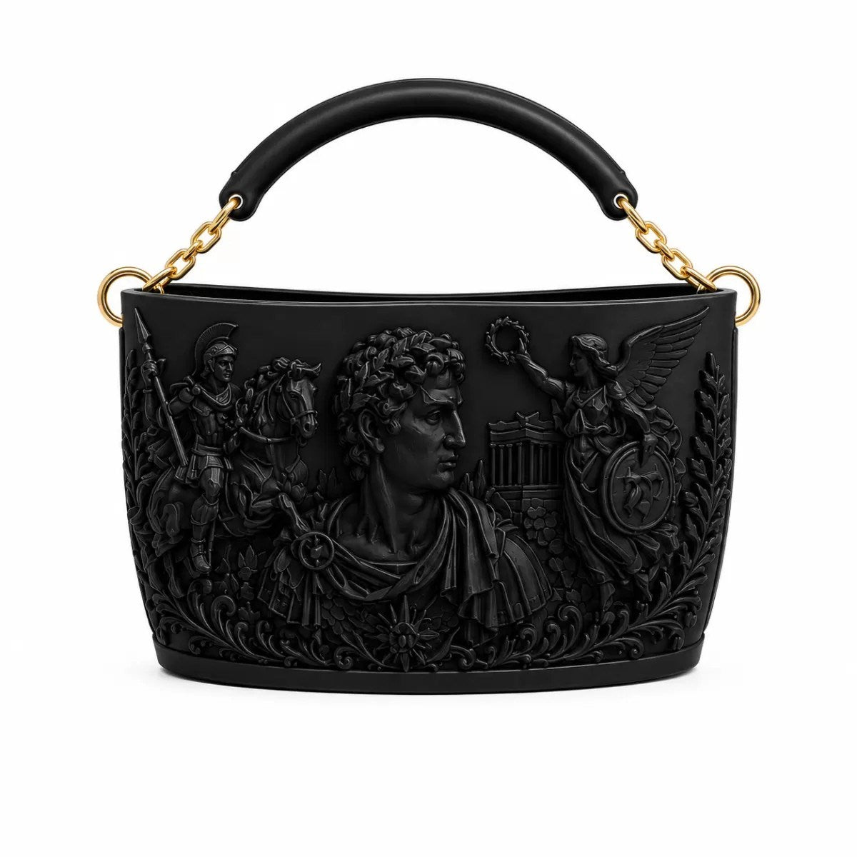 Athena Noir Antik Dönem 3d Tasarım Omuz Çantası Siyah