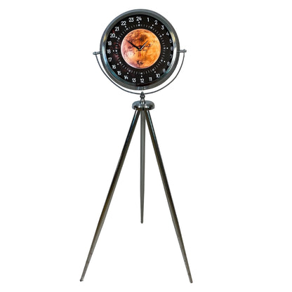 Krom 24 Saat Göstergeli 150 x 45 Cm Özel Tasarım Tripod Ayaklı Saat