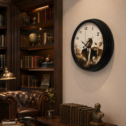 Cumhuriyet Mirası Siyah 40 x 40 Cm Metal Duvar Saati