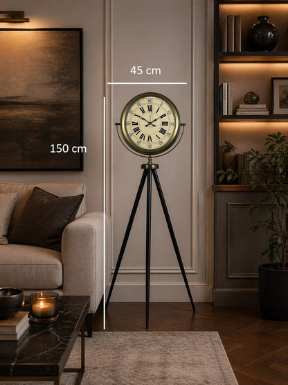 Antik Görünümlü Eskitme Tripod Ayaklı Saat