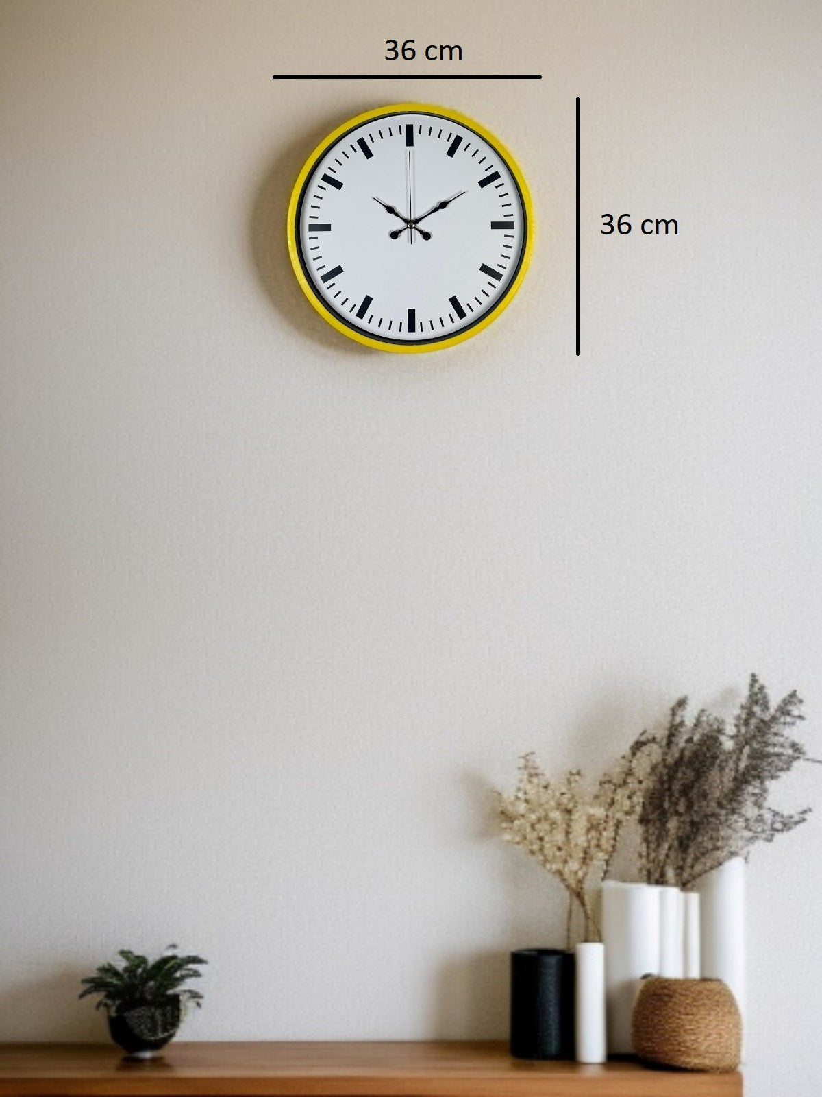 36 Cm Sarı Dekoratif Duvar Saati