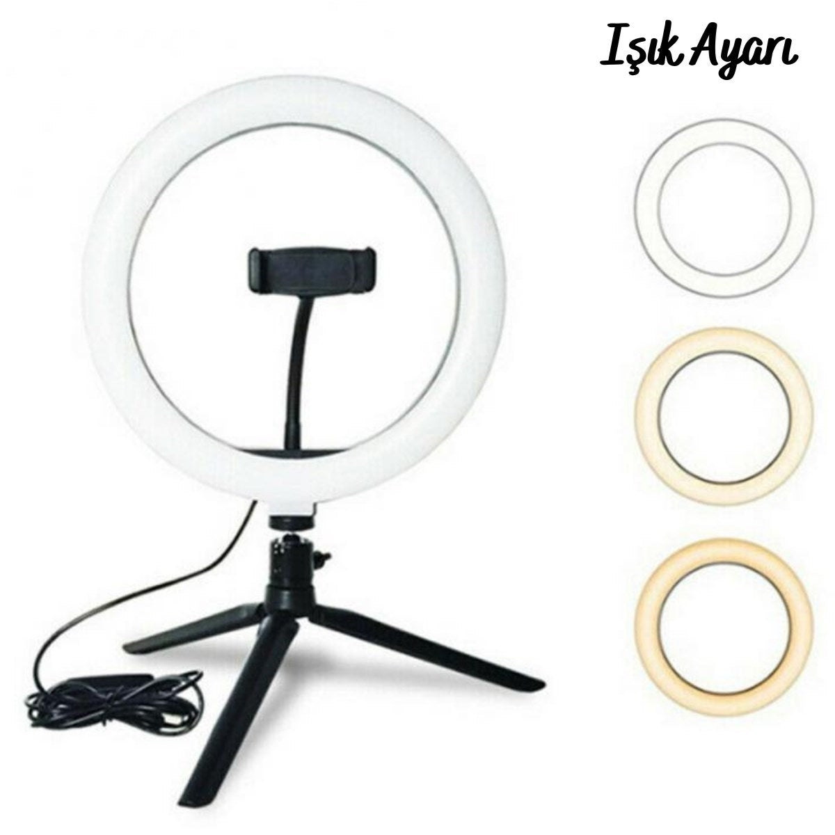 BUFFER® 8inç 20cm Youtube Instagram Tiktok Selfie Stüdyo Video Fotoğraf Ring Light Tripod Led Halk