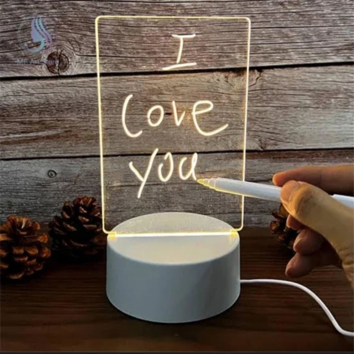 BUFFER® USB Kablolu Işıklı Kendiliğinden Beyaz Kalemli-Silgili Kreatif 3D Görselleştirme LED Lambası