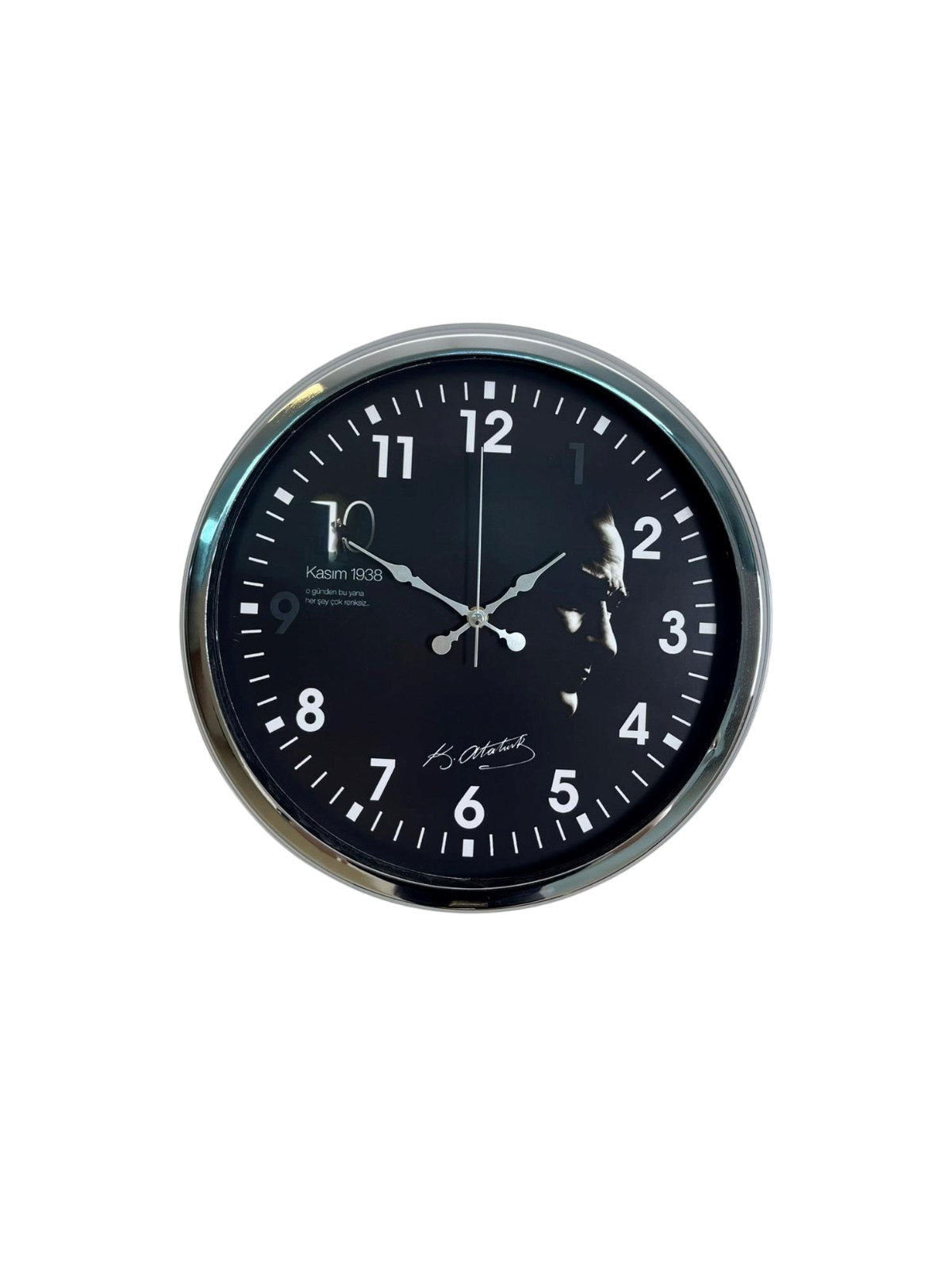 Silver Prestige Atatürk 40 Cm Metal Krom Duvar Saati