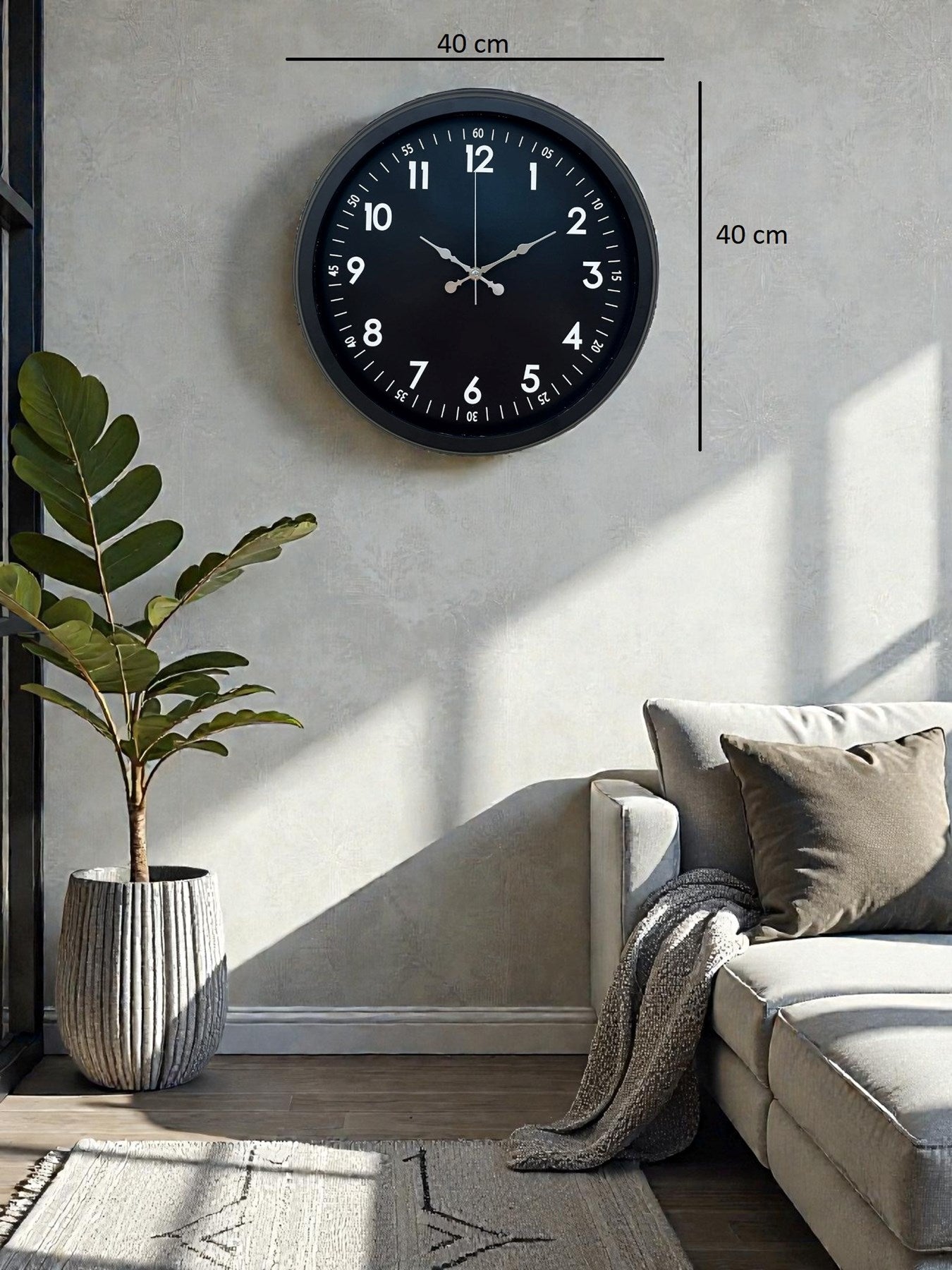 Pure Dark Black 40 Cm Metal Duvar Saati