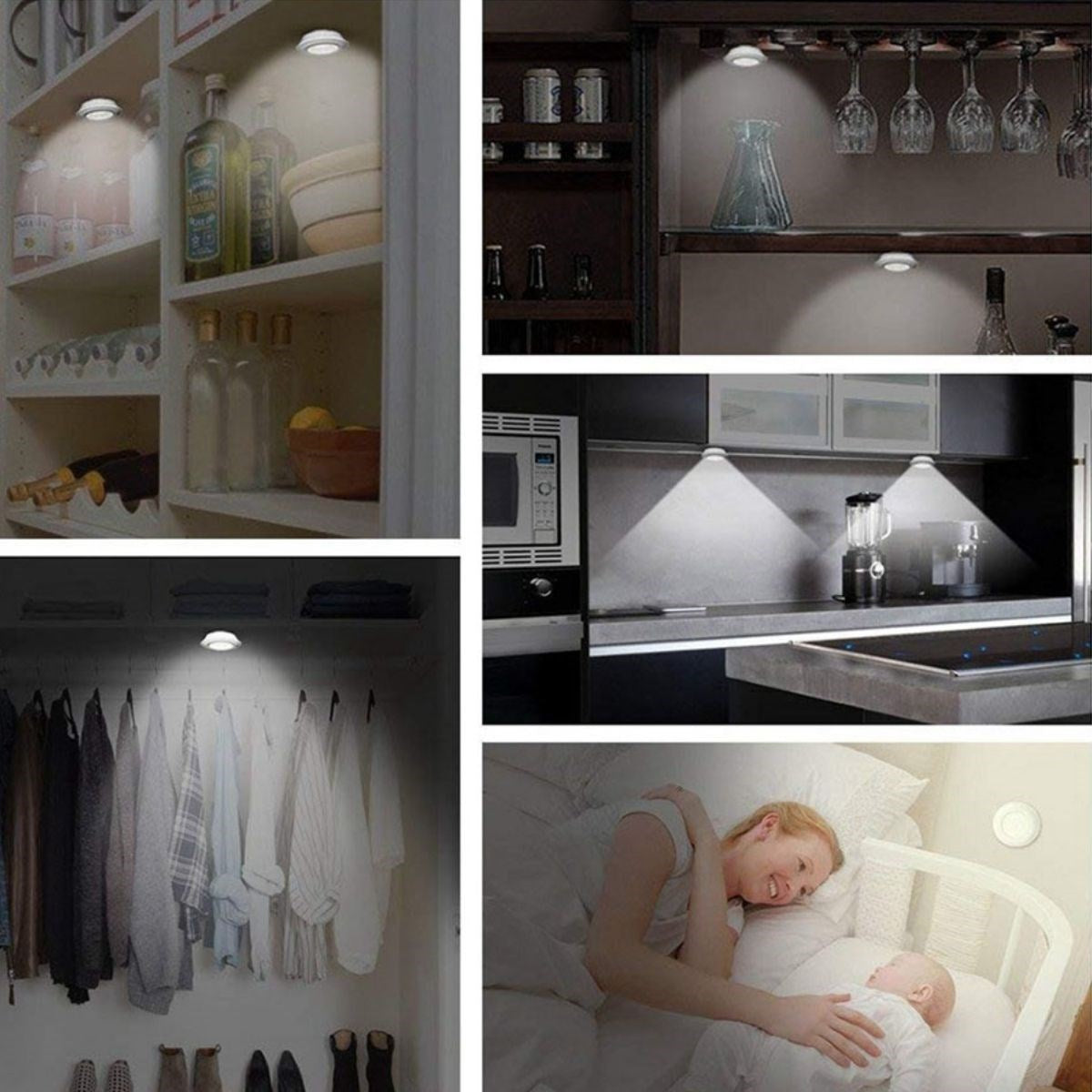 BUFFER® 3lü Uzaktan Kumandalı Pilli Yapışkanlı Kablosuz Led Spot Lambalar