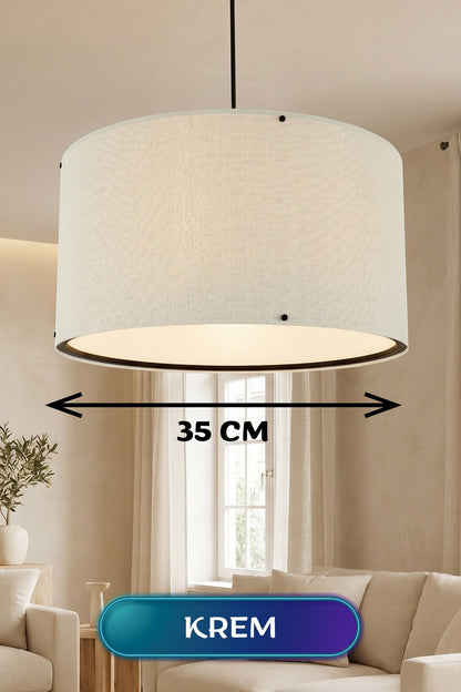 Krem Kumaş Başlıklı Sarkıt Avize 35 CM