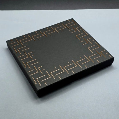 Gold Desen Siyah Deri Defter Kalem Set