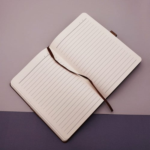 Mavi Beyaz Deri Kapaklı Defter Ve Metal Kalem Set