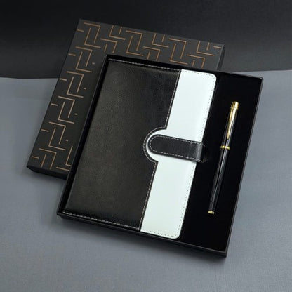 Siyah Beyaz Tarihsiz Ajanda Defter Kalem Seti