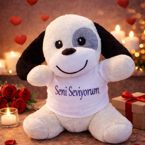 Toptan Seni Seviyorum Tişörtlü Sevimli Peluş Köpek